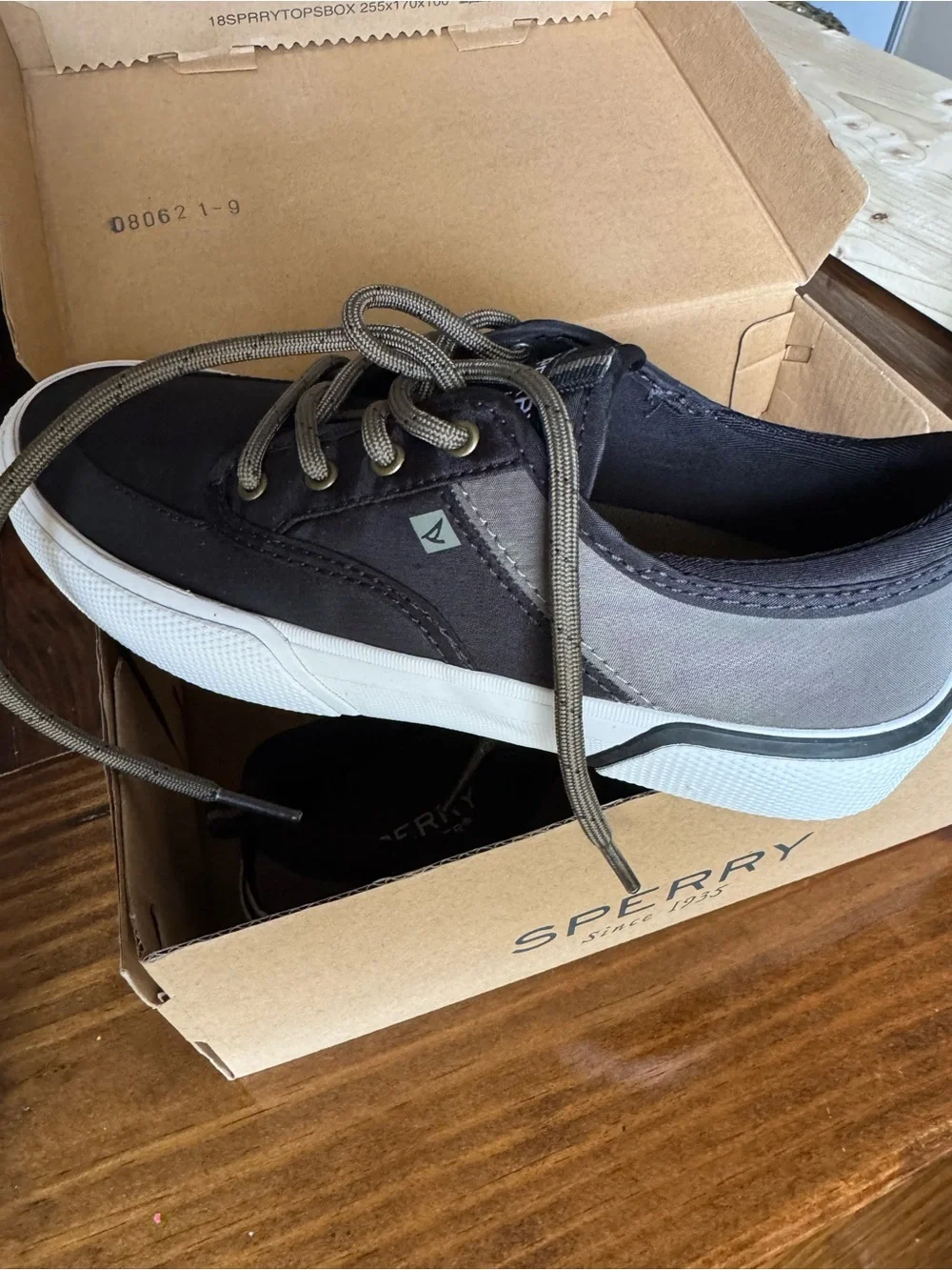 Sperry Boy’s Two-Tone Black and Gray Canvas Boat Shoe